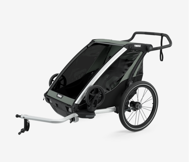 thule chariot lite en 2 en mode remorque vélo enfant